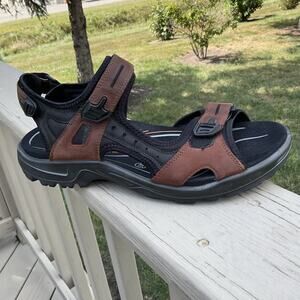 ECCO preceptor Mens Size 11 Outdoor Sandals Brown Leather Adjustable Hiking EU45